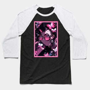 Aesthetic Anime Girl Pink Rosa Black | Quality Aesthetic Anime Design | Premium Chibi Manga Anime Art Baseball T-Shirt